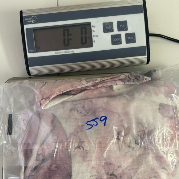 FLAX Linen Button Front Blouse Small Pink Purple Floral Hydrangea Top Lagom - Picture 11 of 11